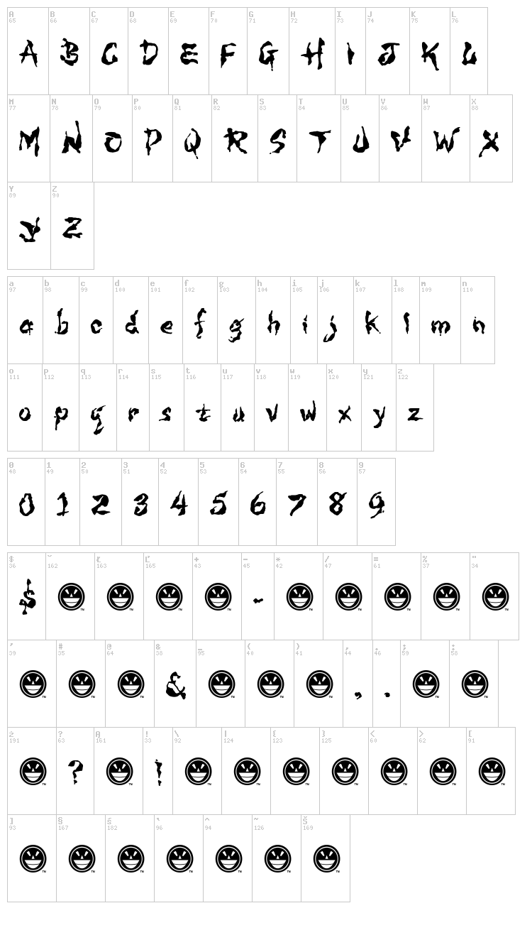 WILD3 Infected Hurt font map